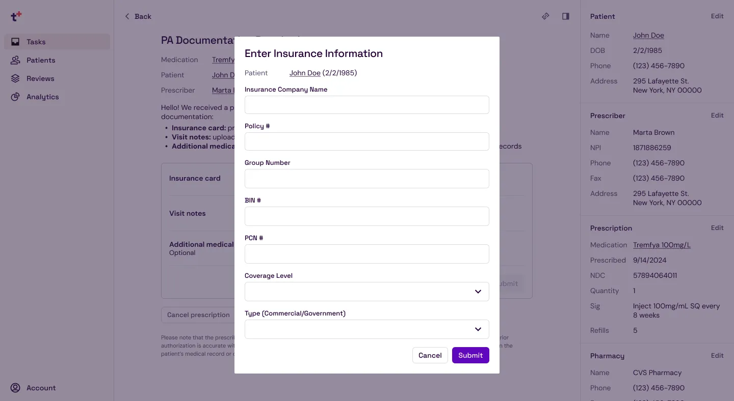 Structured document upload task with clearly required versus optional documents